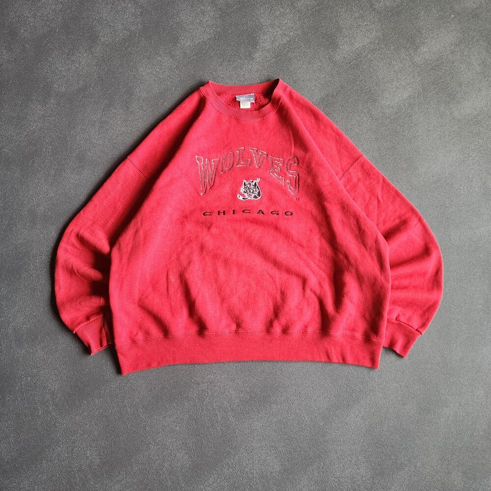 Vintage 90's Chicago Wolves Red Embroidered Lee Sport Sweatshirt XXL